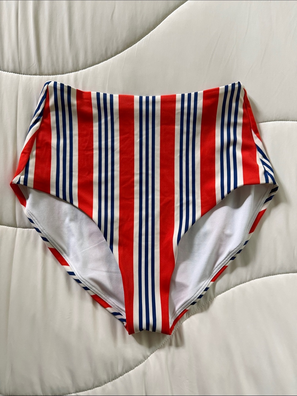 Hanna Andersson Red and Blue Striped High-Waist Bikini Bottoms
